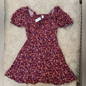 NWT Old Navy Maroon Floral Dress, Sz Small Petite